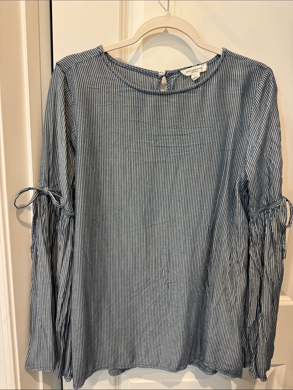 beachlunchlounge Navy and White Striped Top